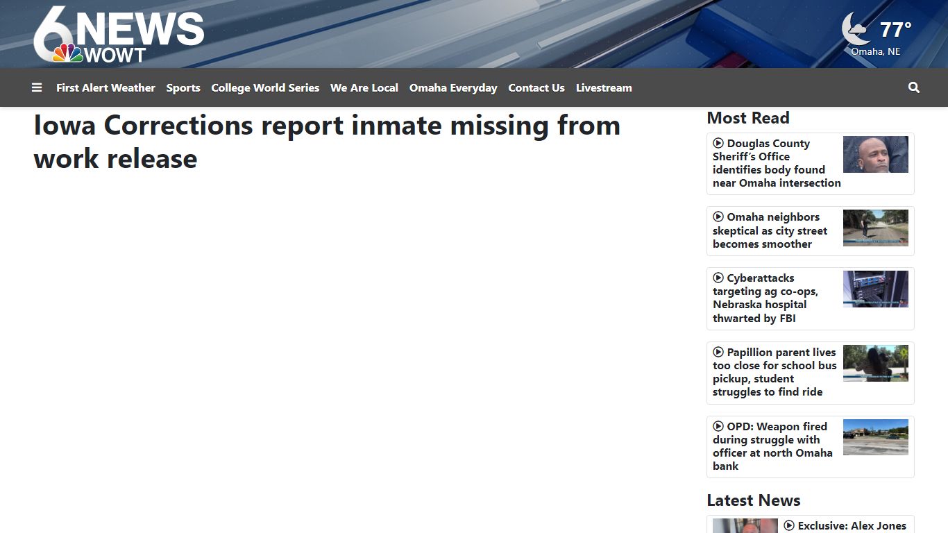 Iowa Corrections report inmate missing from work release