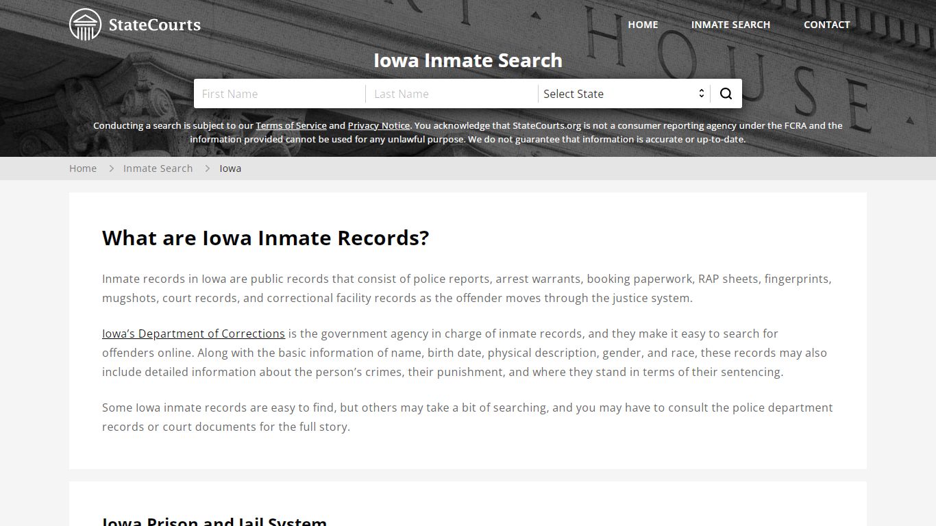 Iowa Inmate Search, Prison and Jail Information - StateCourts